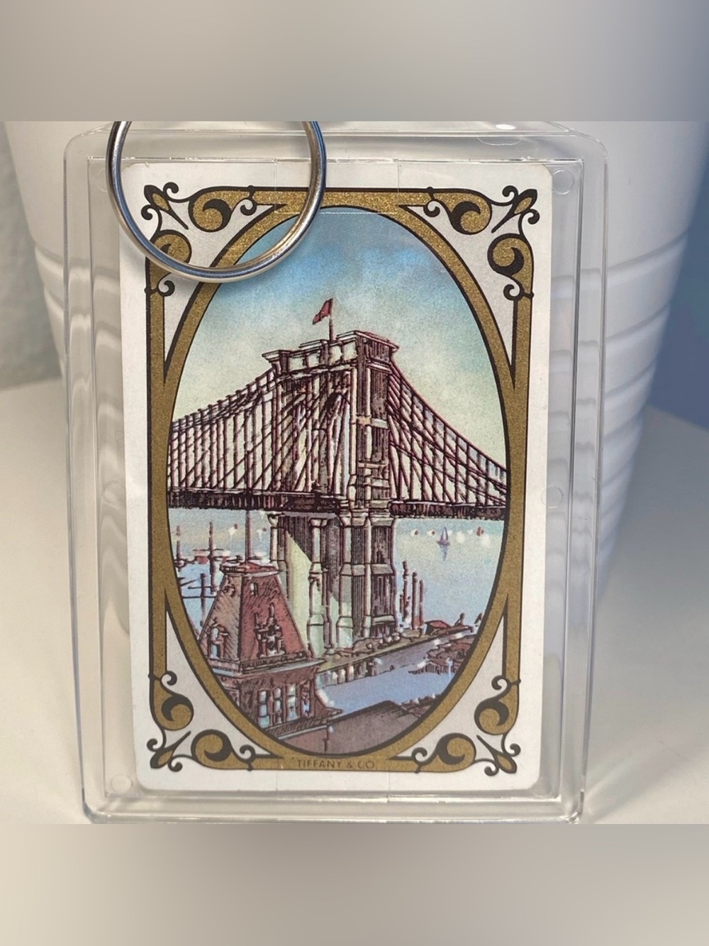 Tiffany & Co Vintage Brooklyn Bridge 2 ♣️ Playing Card Keychain